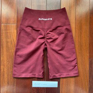 alphalete bordeaux amplify biker shorts